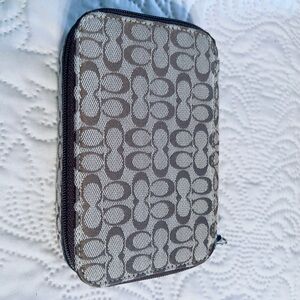 Coach Signature Travel Jewelry Bag in Brown and Cream